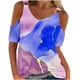 thumbnail image 1 of Camisas de Manga Corta para las Mujeres Blusa de Cuello Redondo de Impresión Casual, Top de Algodón de Imitación Ligero para el Hogar, el Uso Diario Y las Cuatro Estaciones, 1 of 5