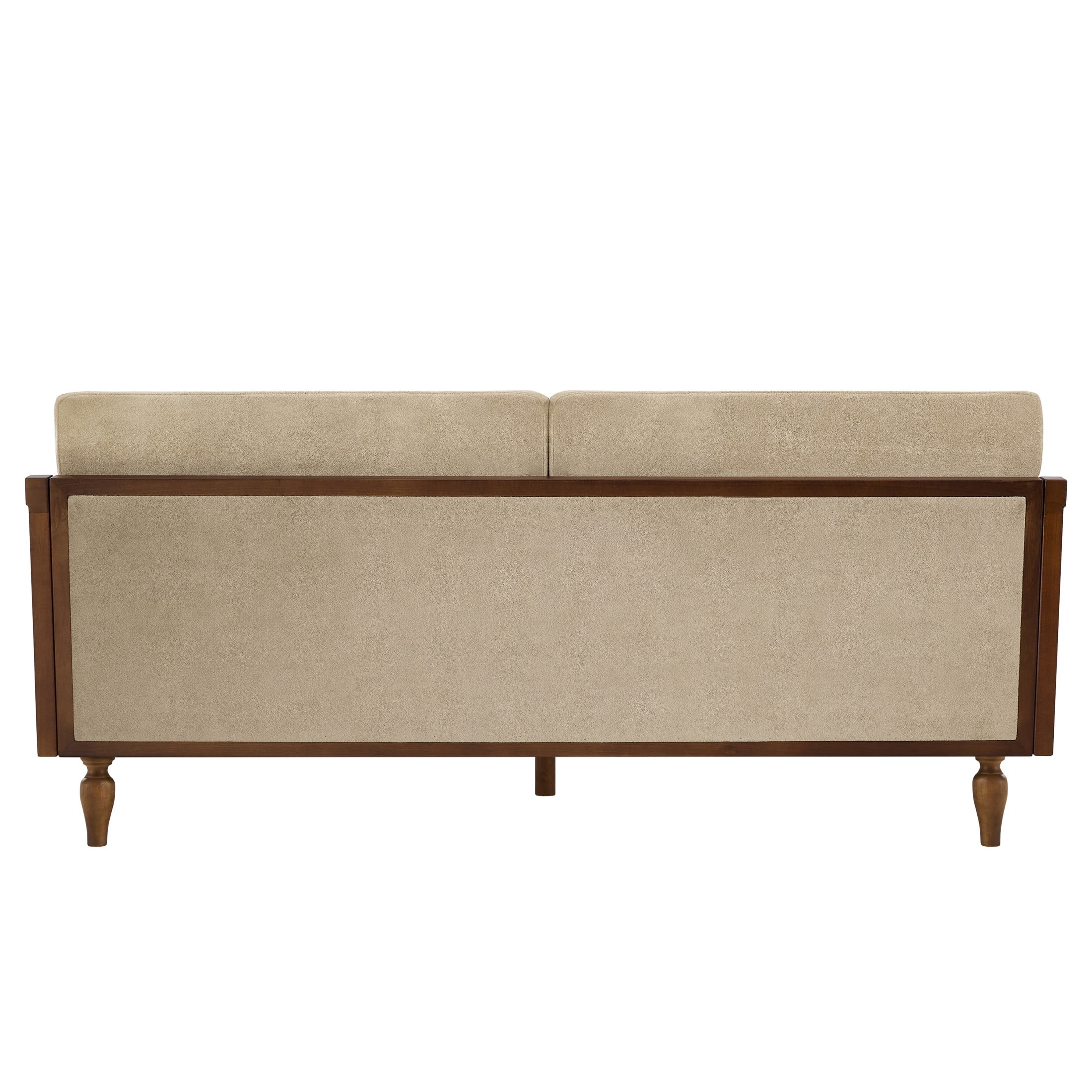 Christopher Knight Home Mid-Century 70.9" 3-Seater Sofa with Rattan Armrests, Wooden Frame, Light Brown