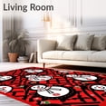 thumbnail image 2 of ODIKA 5'x7' Machine Washable Non-Slip Area Rug, Holiday Plaid Ensemble Featuring Cheerful Snowman and Festive Iconography High Traffic Rug, Red, 622322, 2 of 7