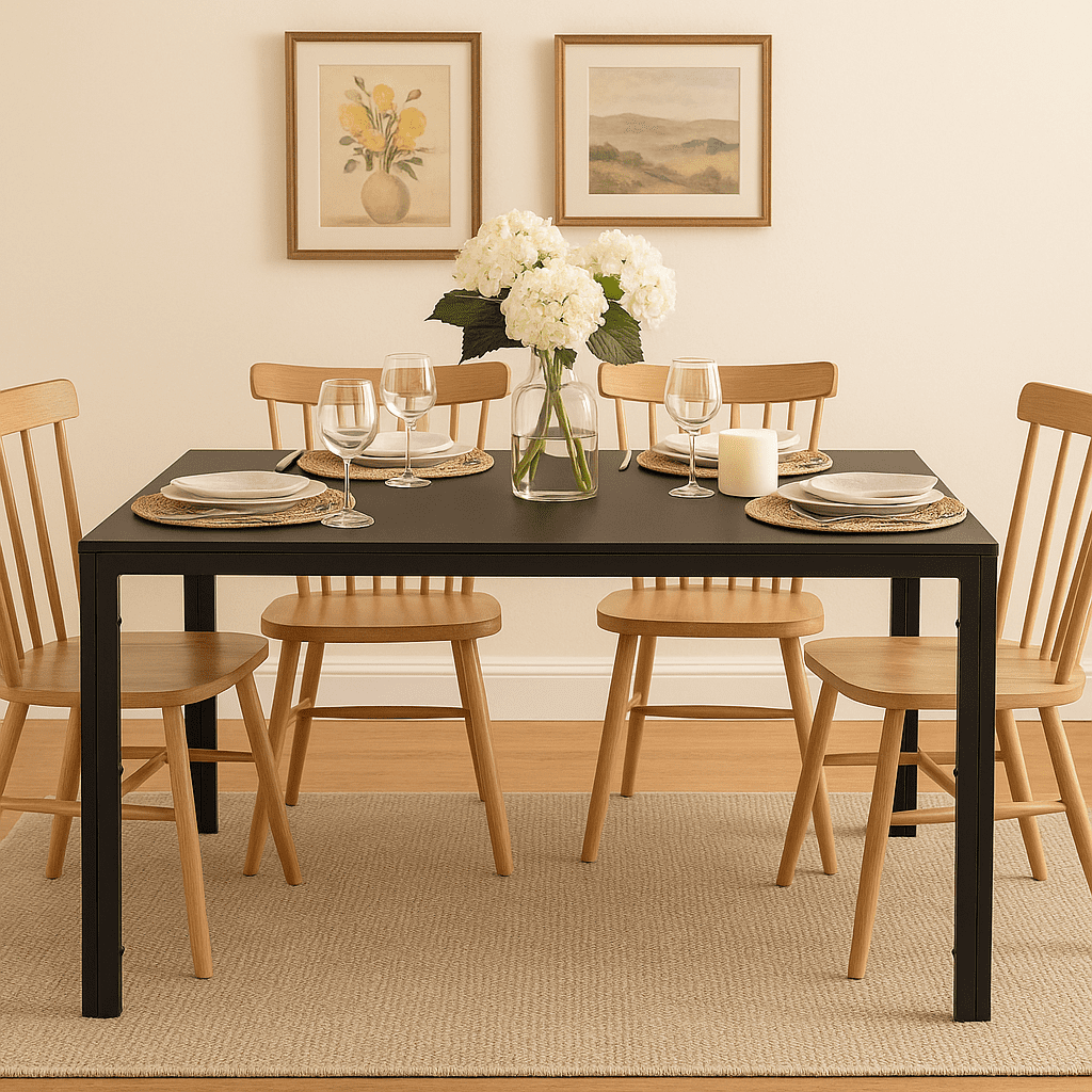 Anchorhome 51" Rectangular Glass Dining Table, Modern Kitchen Table with Metal Steel Frame, Compact Space-Saving Dining Room Furniture (Table Only)