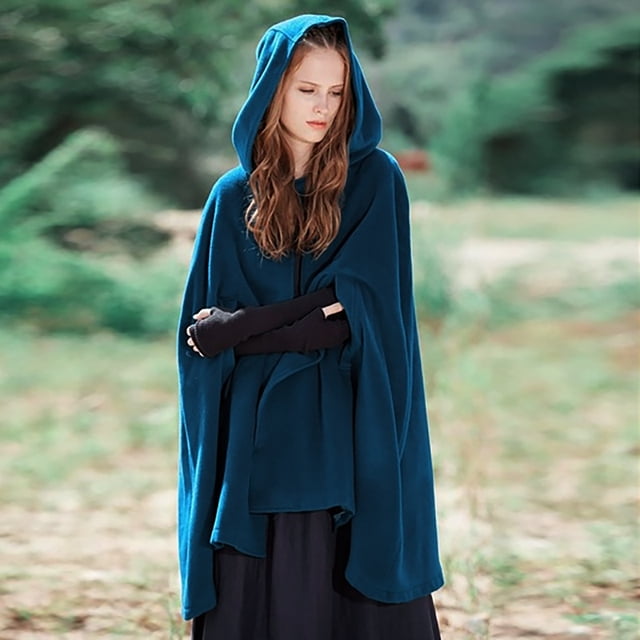 Simua Trench-Coat pour Femmes Cape à Capuche Long Ouvert Poncho Poncho Cardigan