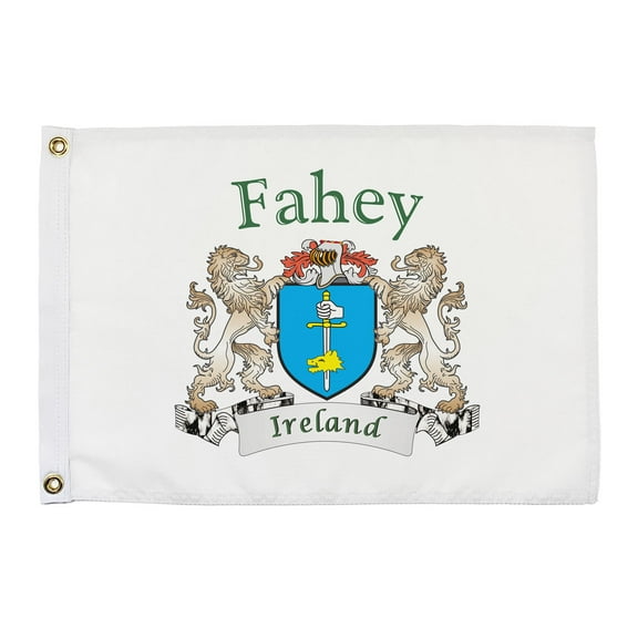 Fahey Irish Coat of Arms Small White Flag - 16"x10.5" inches