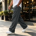 thumbnail image 5 of Mens Baggy Sweatpants Casual Stylish Wide Leg Drawstring Waist Sweatpants Relaxed Fit Sweatpants for Gym Athletic with Pockets Dark Gray 2XL, 5 of 8