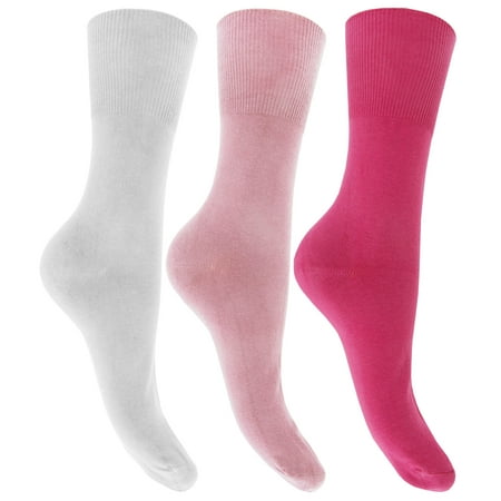 

Womens Plain Cotton Rich Non Elastic Top Socks (Pack Of 3)