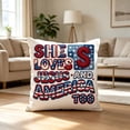 thumbnail image 4 of Linnome Polyester Printed Short Plush Pillowcase Double Sided Independence Day Pattern for Couch Bedroom Decoration 17.7x17.7in Multicolor#03, 4 of 6