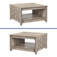 thumbnail image 3 of Wooflex 31.5"L Square Farmhouse Wooden Coffee Table, 17.7"H Barn Door Style Center Table with Lower Storage Compartment for Living Room, Home Office, Rustic Oak, 3 of 10