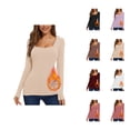 thumbnail image 1 of Womens Long Sleeve Tops 2026 Fall Winter Basic Square Neck Fitted Breathable Undershirt T Shirt, 1 of 7