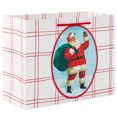 thumbnail image 2 of Hallmark Medium Horizontal Christmas Gift Bag (Santa on Red Plaid), 2 of 4