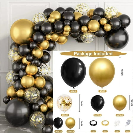 Balloon Arch Set Multi-color Party Decoration Kits,Black and Golden Balloon Arch Set,Birthday Wedding Baby Shower Ballon Kit (127 Pieces)