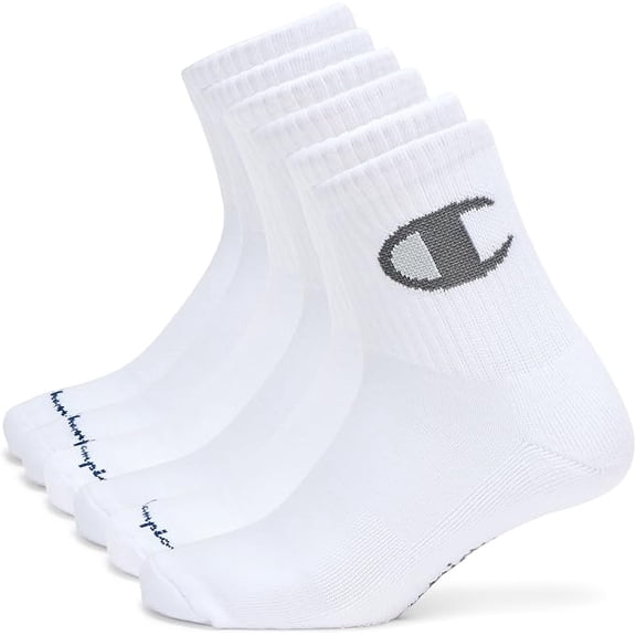 Champion Men's Moisture-Wicking Cushioning & Arch Support High Quarter Socks (6-Pack)