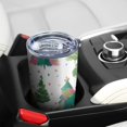 thumbnail image 5 of 20oz Tumblers White Christmas Watercolor Tree Pattern Stainless Steel Vacuum Insulated Double Wall Travel Tumbler Cups Mug with Lid and Straw,Cleaning Brush for Cold & Hot Drinks, 5 of 7