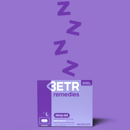 BETR Remedies Nighttime Sleep Aid, Sleep Medicine, Diphenhydramine HCI 25 mg, 48 Tablets