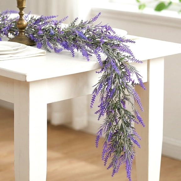 6Ft Artificial Lavender Garland - Purple Spring Summer Decor for Wedding Arches,Mantels,and Farmhouse Home Decor