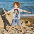 thumbnail image 3 of FORMRS Boys Rash Guard Short Sleeves Swim Shirt Quick Dry UPF 50+ Sun Protection, Sizes 3-12T, Gray Cute Dog Artist, 3 of 6