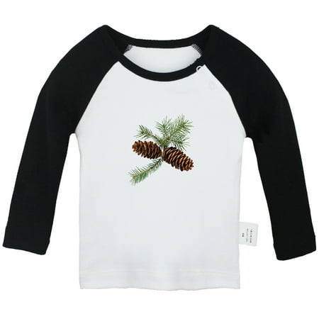 

Nature Pine Cone Pattern T shirt For Baby Newborn Babies T-shirts Infant Tops 0-24M Kids Graphic Tees Clothing (Long Black Raglan T-shirt 6-12 Months)