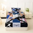 thumbnail image 4 of Castle Fairy Sport Baseball Collage Twin Sheets 3pcs, Geometric Plaid Bedding, Navy Red Black,1 Fitted Sheet, 1 Flat Sheet and 1 Pillowcase, 4 of 6