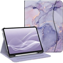 Fintie Folio Case for iPad Pro 11-inch (M5) 2025 / (M4) 2024, Multi-Angle Viewing Soft TPU Cover with Pocket & Pencil Holder, Lilac Marble
