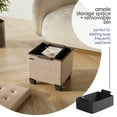 thumbnail image 3 of Hearth & Harbor Ottoman Storage Bench, Faux Leather 15" Foot Stool Ottoman With Storage, Taupe, 3 of 8