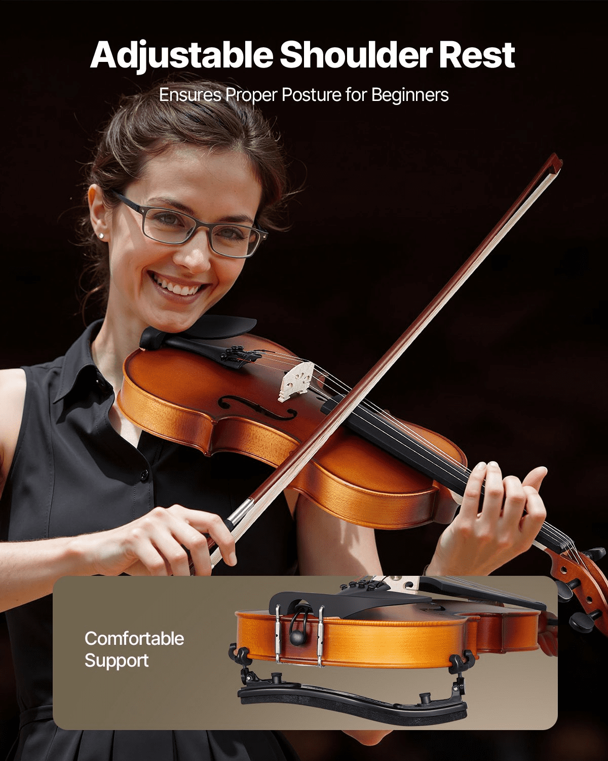 Violin 4/4 Full Size Fiddle Set Solidwood for Beginners Matte Brown