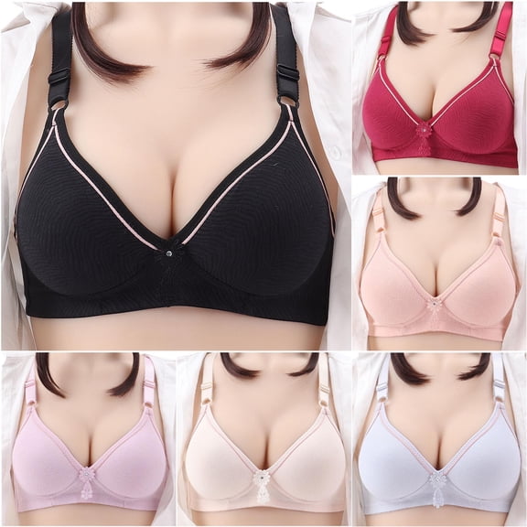 HBGVBA Womens Plus Size Wireless Bras Seamless Lightly Lined Mature Comfortable Support Bra