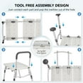 thumbnail image 5 of MaxKare Transfer Bench & Shower Chair with Backrest & Padded Armrests for Senior and Handicap, Toilet Rail, 10 Levels Height Adjustable, Rubber Feet, 300Lbs, 5 of 12