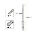thumbnail image 2 of Uxcell 2Pcs T8 Security Torx Bit 1/4" Hex Shank 3" S2 Steel Magnetic Tamper Resistant Star Bits Torx Head with Hole, 2 of 6