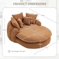 thumbnail image 2 of AENKYO Oversized Chenille Bean Bag Sofa with 5 Pillows, Oval Lazy Floor Sofa with Wraparound Backrest for Adults-Brown, 2 of 7