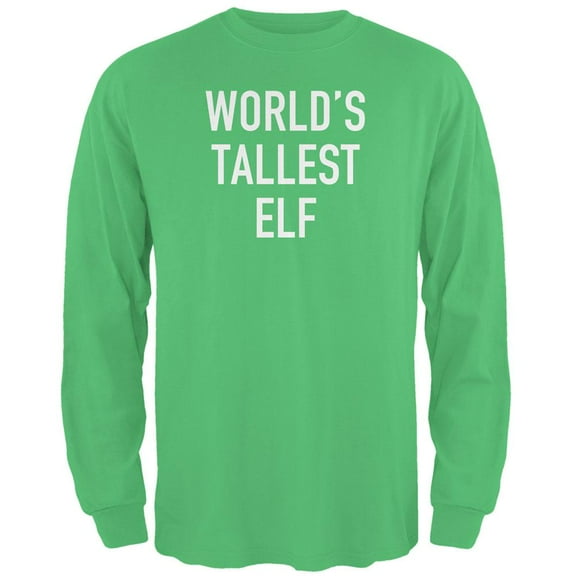 Christmas Worlds Tallest Elf Irish Green Adult Long Sleeve T-Shirt - Medium