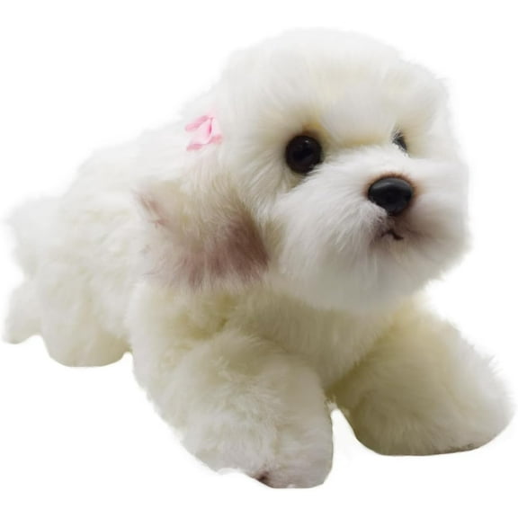 Realistic Maltese Dog Stuffed Animal Plush Toy, Lifelike Animal Plushies, Simulation Animals Doll