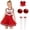 Red, variant on Aislor Girls 4 Pieces Cheer Uniform Cheer Leader Outfit Halloween Christmas Party Green 2-3