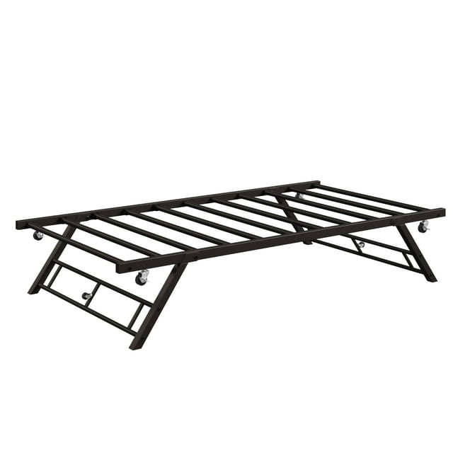Kojooin Base de Cama Nido Twin, Cama Nido con Ruedas Bloqueables, Plataforma de Metal Plegable