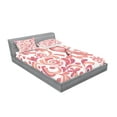thumbnail image 2 of Ambesonne Watercolor Fitted Sheet & Pillow Sham Set, Bird on Branch, Full, Coral Dried Rose White, 2 of 2