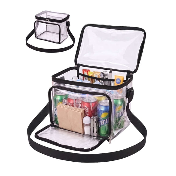 Spencer Clear Lunch Bag Reusable Lunch Box for Women and Men, See Through Hand Bag Tote for Office, Stadium Approved, Picnic