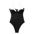 thumbnail image 4 of Xijirk One Piece Swimsuit Women,Swimsuit Slim Fit Color Matching High Stretch Adjustable Bathing Suit for Water Wear,Womens Swimsuits,Black,S, 4 of 7