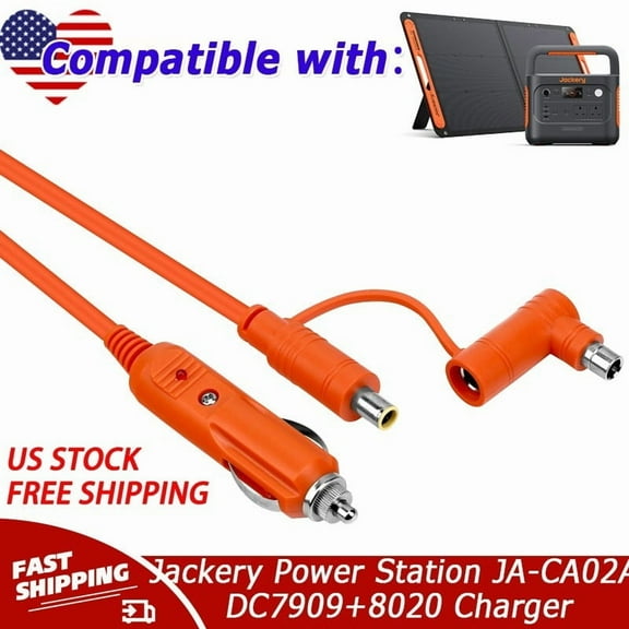 12V/24V Cigarette Lighter Charger Compatible with Jackery Power Station DC7909 8020 JA-CA02A