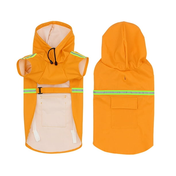 Xiao Hua Chubasquero impermeable para perros, ajustable, reflectante, ligero y con capucha tipo poncho (S, naranja)