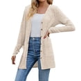 thumbnail image 2 of Baqcunre Winter Coats For Women Women'S Brushed Solid Color Long Sleeved Women'S Cardigan Jacket Cardigan Sweaters For Women Fall Outfits For Women 2023 Beige M, 2 of 5