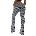 thumbnail image 5 of Women Stacked Striped Fuzzy Knitted Extra Long Pants Lounge Pajamas Homewear Sexy High Waist Skinny Slim Streetwear, 5 of 7