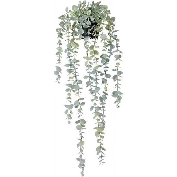 Plantas colgantes falsas en macetas, hojas de vid de hiedra artificiales para el hogar, cocina, jardín, oficina, estante montado en la pared, decoración, aspecto de 2 paquetes