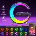 thumbnail image 2 of Luz LED inteligente para despertador, reloj despertador RGBIC, cargador inalámbrico, Bluetooth, Control por aplicación, lámpara de mesa musical, decoración de habitación, 2 of 4