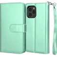 thumbnail image 7 of NJJEX Wallet Case for iPhone 12 Pro Max Case/iPhone 12 Pro Max Wallet Case 6.7" (2020), [9 Card Slots] PU Leather Card Holder Folio Flip [Detachable] Kickstand Lanyard Magnetic Phone Cover [Turquoise], 7 of 7