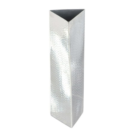 Stainless Steel Vase - Decmode Industrial 12 Inch Triangular Stainless Steel Vase, Silver