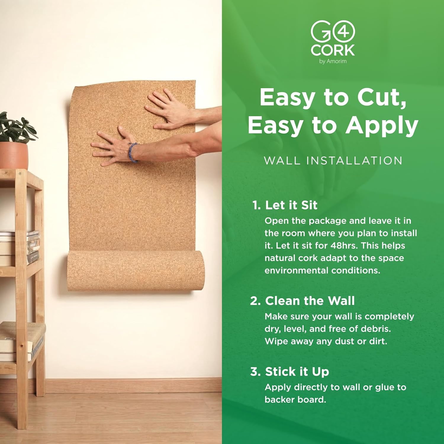 Go4Cork Large Cork Roll - 19.7" x 16.4' x 1/8" | Natural Colour | Premium Non-Slip Double-Sided Eco Cork Roll | Arts & Crafts, Home, Classroom, Office