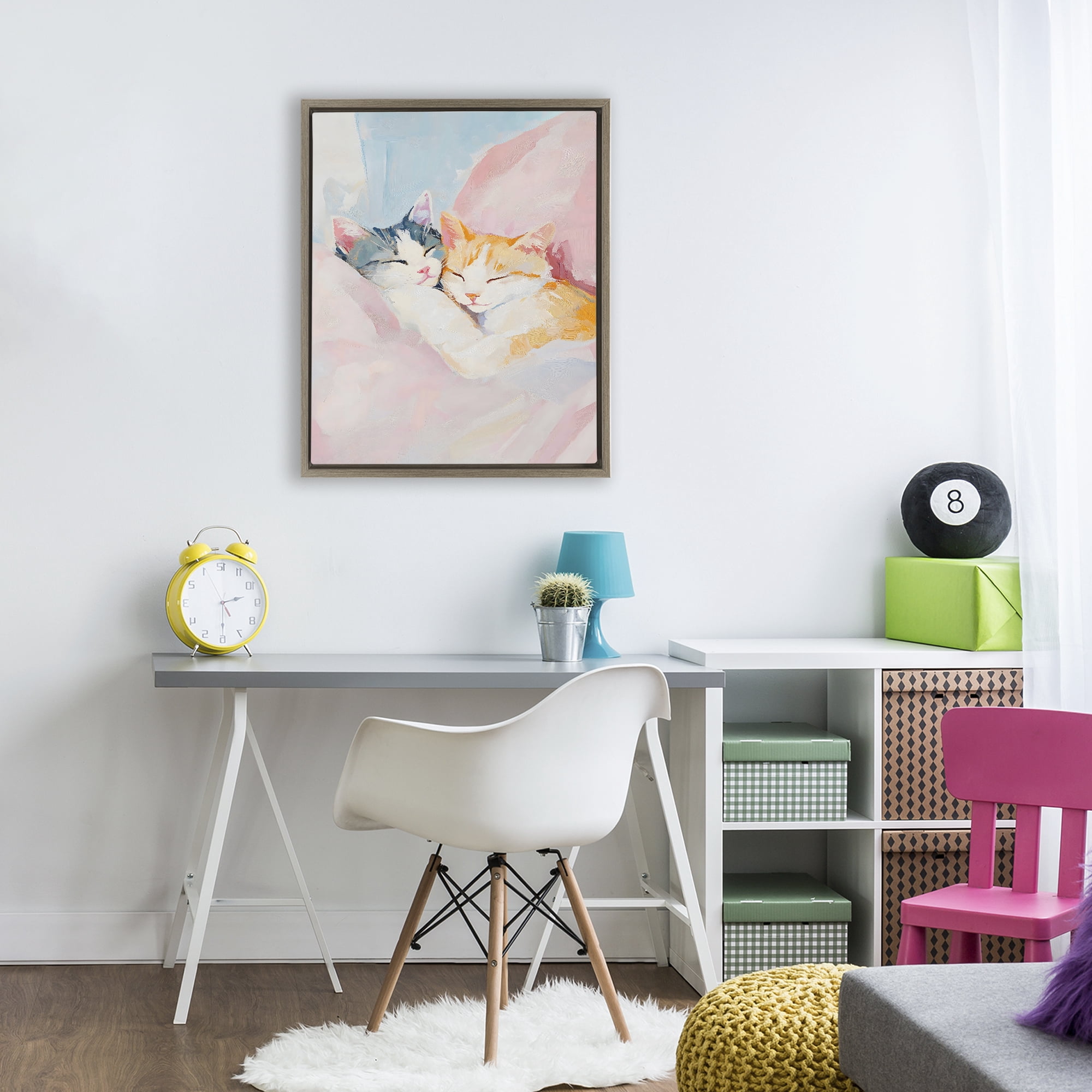Stupell Industries Sleeping Kittens Embrace Brown Framed Floater Canvas Wall Art, design by The Prints Vibe