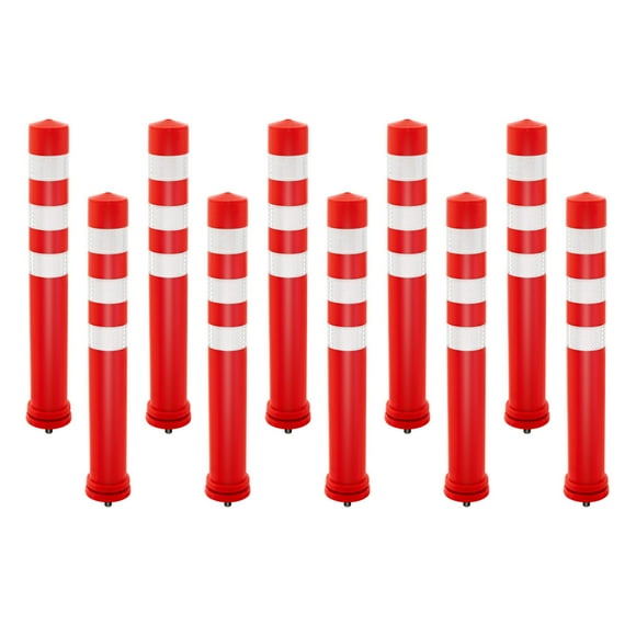 Costway 10 Pack Safety Bollard Post 26 inch Delineator Post Safety Parking Barrier