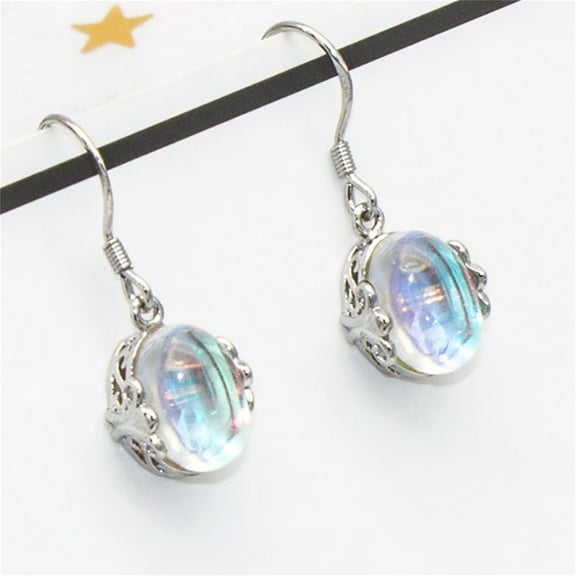 Creative Colorful Moonstone Stud Earrings - Aluminum Alloy Women's Jewelry Accessory
