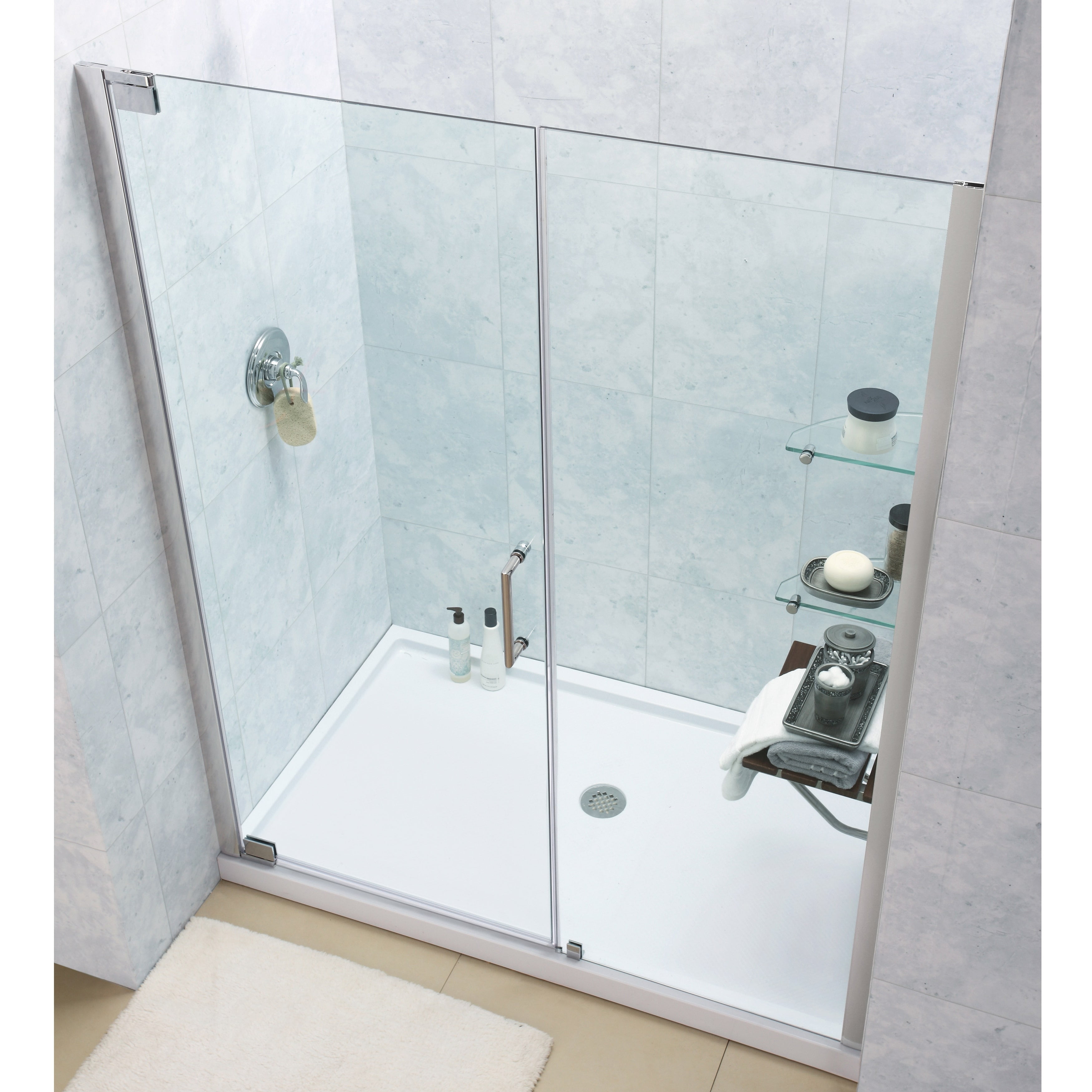 Dreamline Elegance Frameless Pivot Shower Door And Slimline 36 In By 60 Single Threshold Base