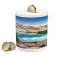 thumbnail image 1 of Landscape Piggy Bank, Idyllic View of Moraine Lake at Sunset in Canadian Rocky Mountain Range Picture, Ceramic Coin Bank Money Box for Cash Saving, 3.6" X 3.2", Multicolor, by Ambesonne, 1 of 4