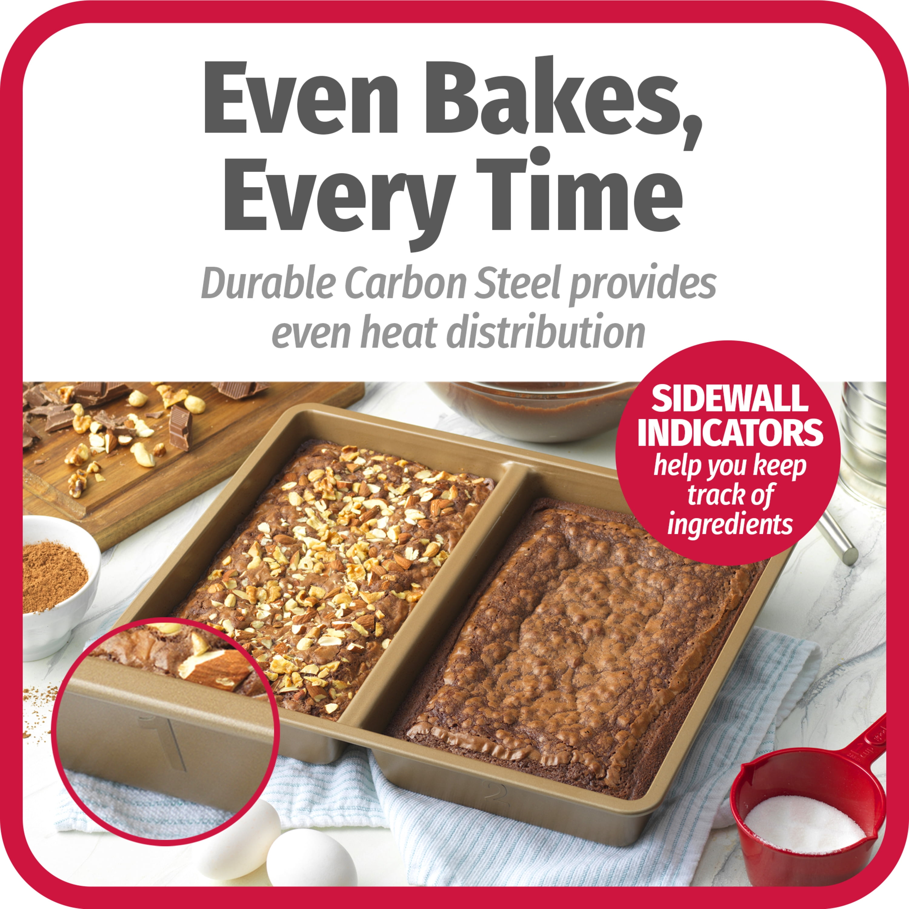 GoodCook Best Bake Nonstick Textured Carbon Steel Divided Sheet Pan, 11 x  17, Bronze
