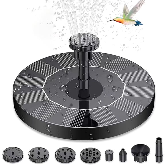 Solar Bird Bath Fountain Pump, Solar Fountain with 7 Nozzle, Free Standing Floating Solar Powered Water Fountain Pump for Bird Bath, Garden, Outdoor(6.3in Black)